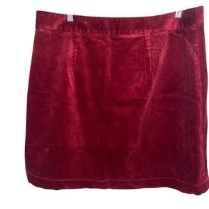 Ann Taylor LOFT Skirt Womens Size 14 Corduroy Burgundy Stretch Christmas Holiday